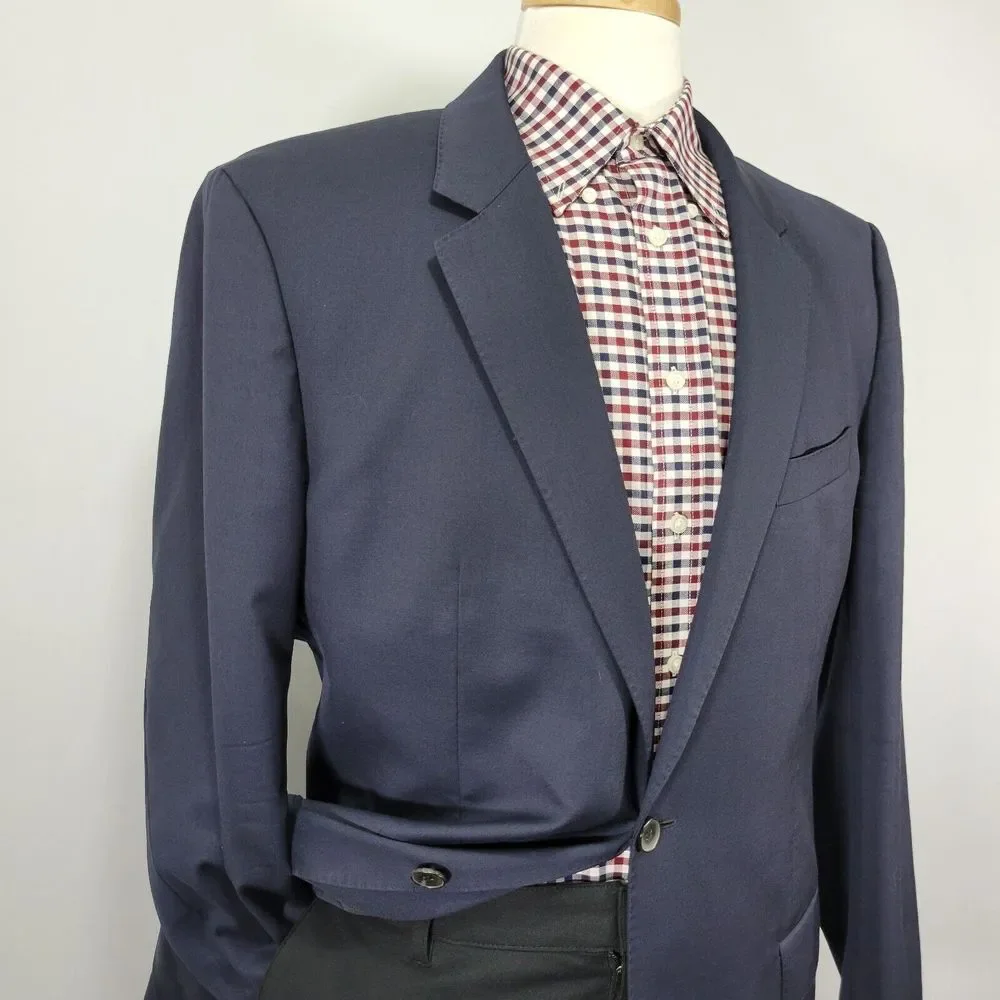 Hugo Boss Men's Sport Coat Blazer Two Button Navy Blue Guabello 120s Wool Sz 48R